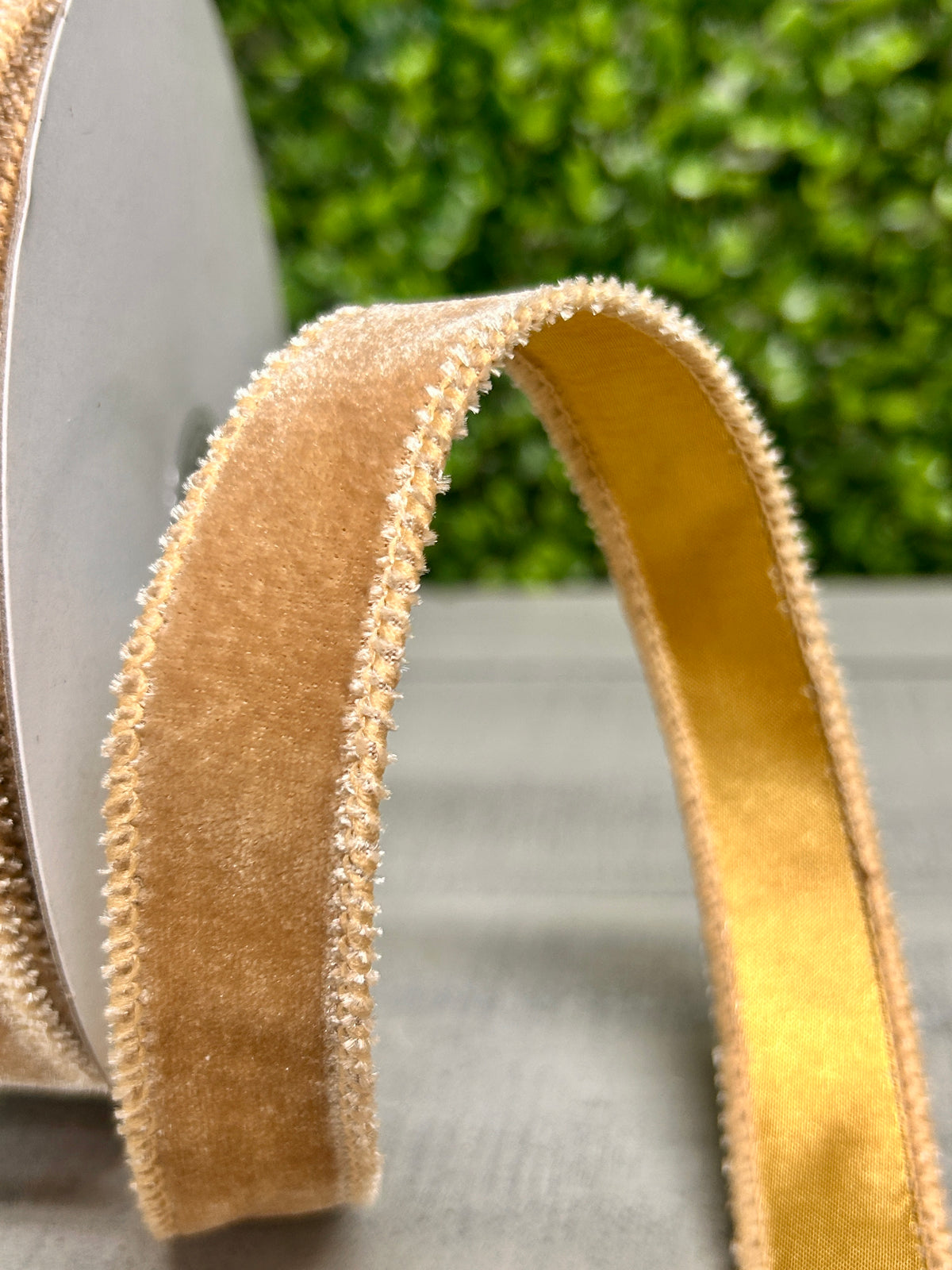 7/8 Inch By 10 Yard Taupe Deluxe Velvet With Satin Backing Ribbon