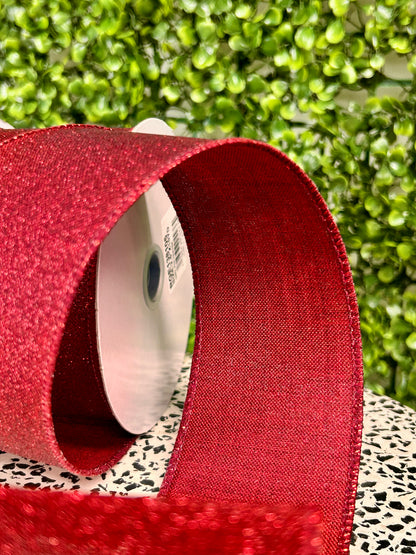 2.5 Inch By 10 Yard Burgundy Fine Glitter On Royal Ribbon