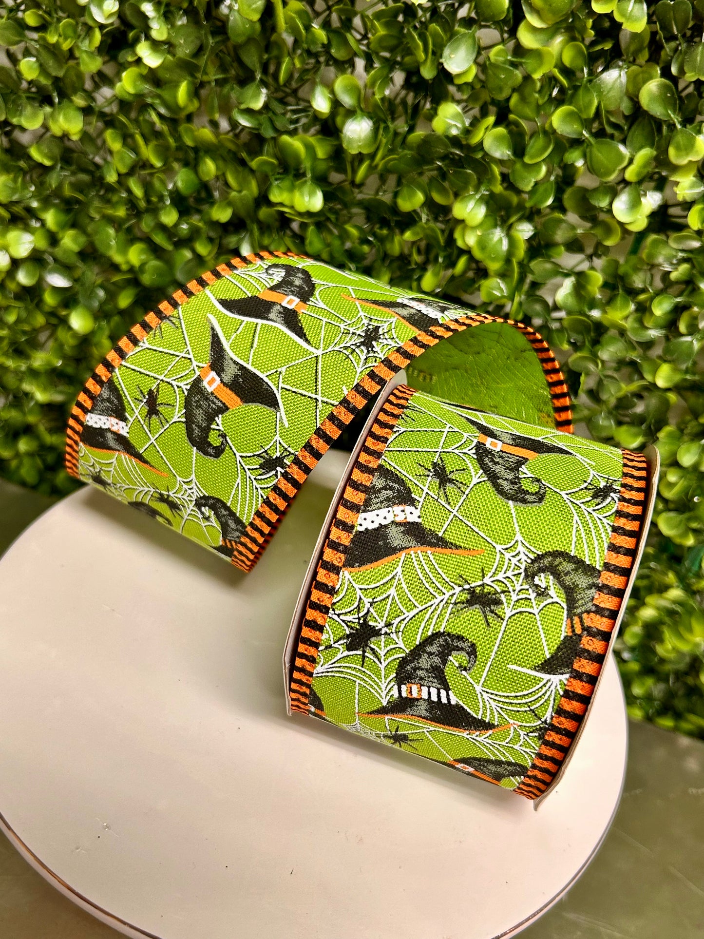 2.5 Inch By 10 Yard Witch Hats Spiders And Stripes Ribbon