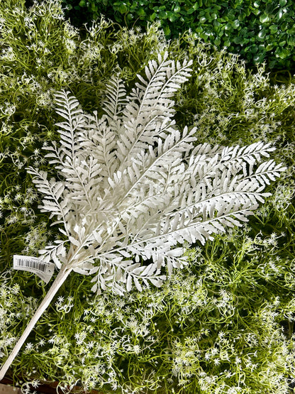 17 Inch White Wild Fern Bush