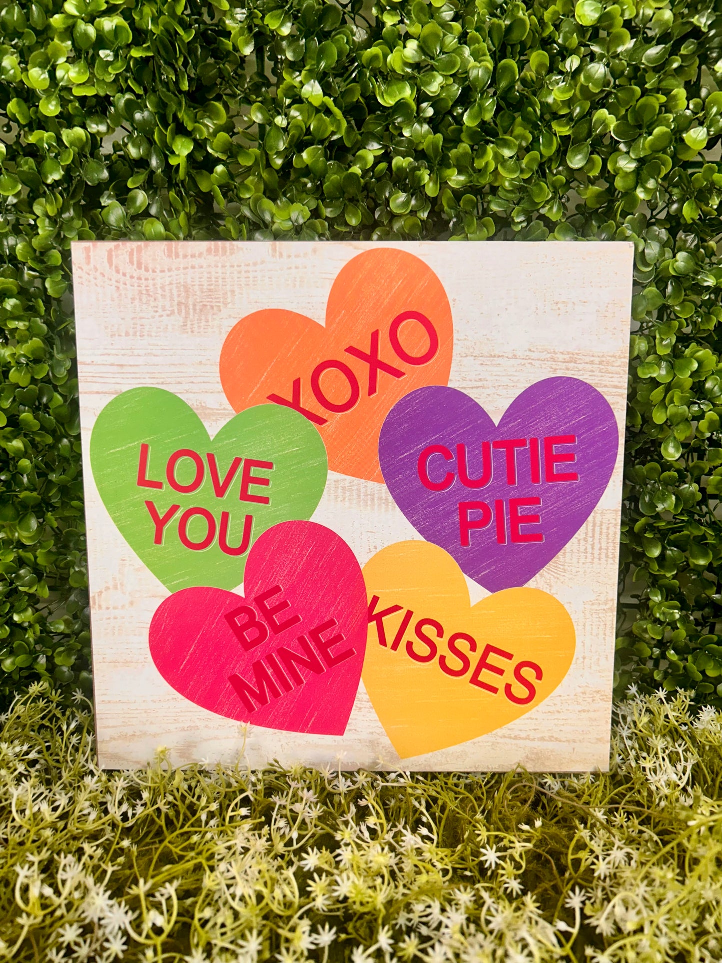 10 Inch Candy Hearts Wood Sign