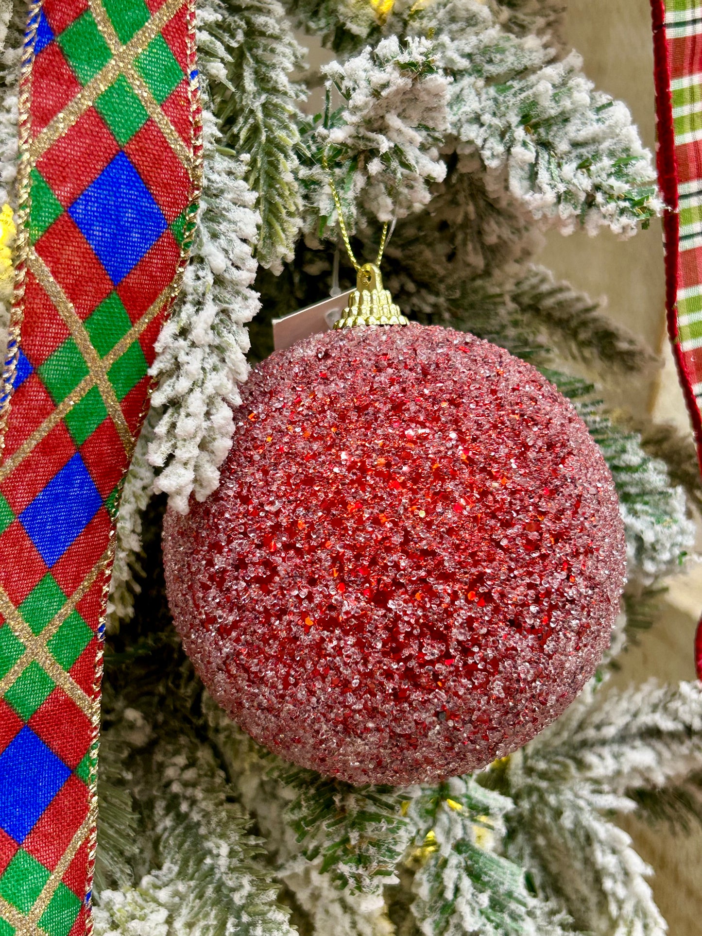 4 Inch Red Sequin Ball Ornament