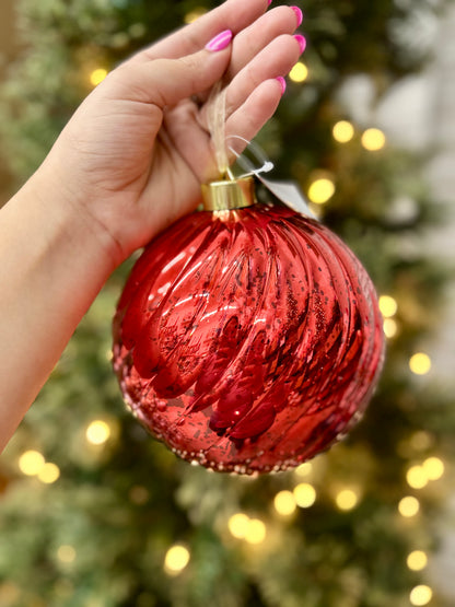 6 Inch Ball Ornament Red