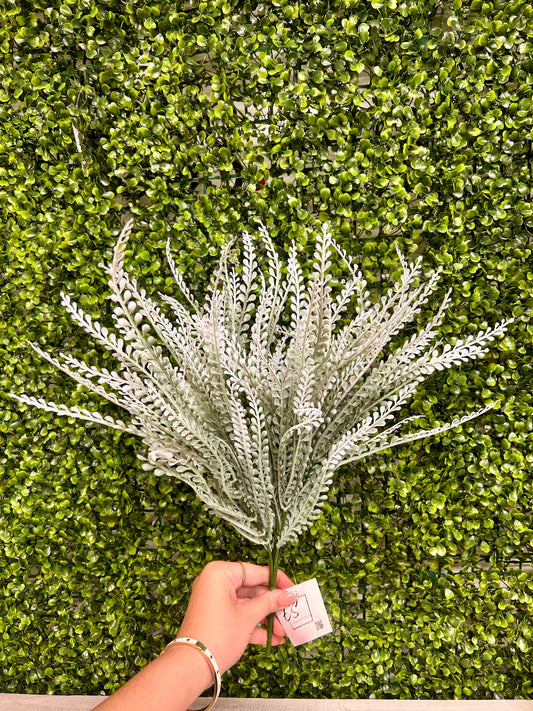 16 Inch Frosted White Bead Grass Bush