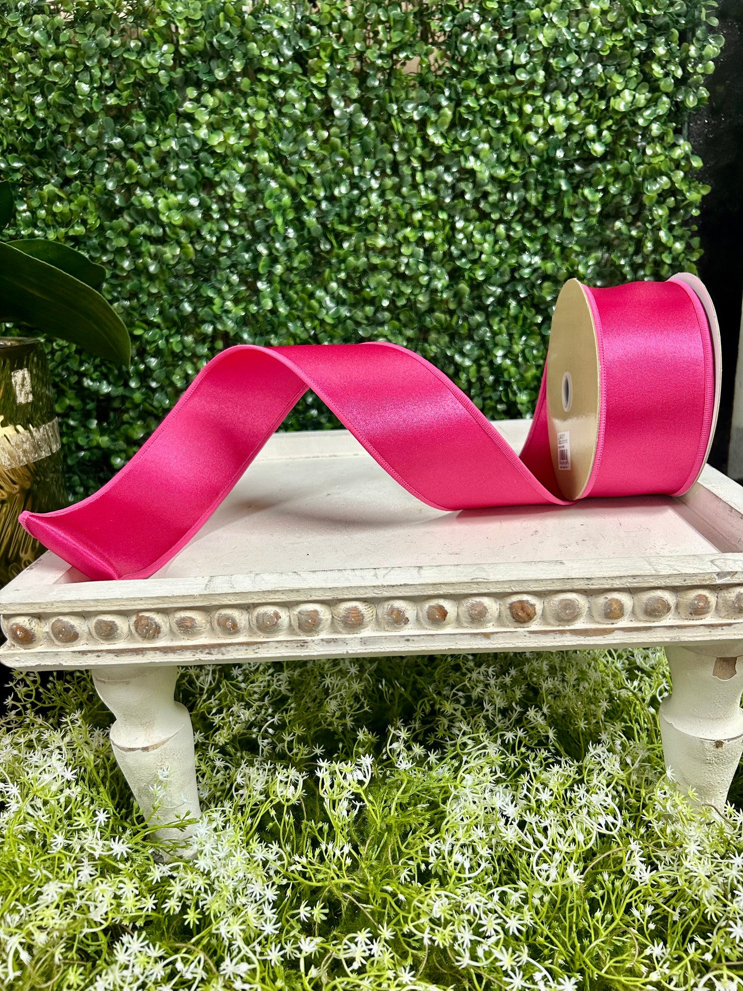 2.5 Inch By 10 Yard Hot Pink Satin Fused Ribbon