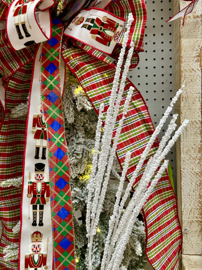 35 Inch White Berry Glitter Spray