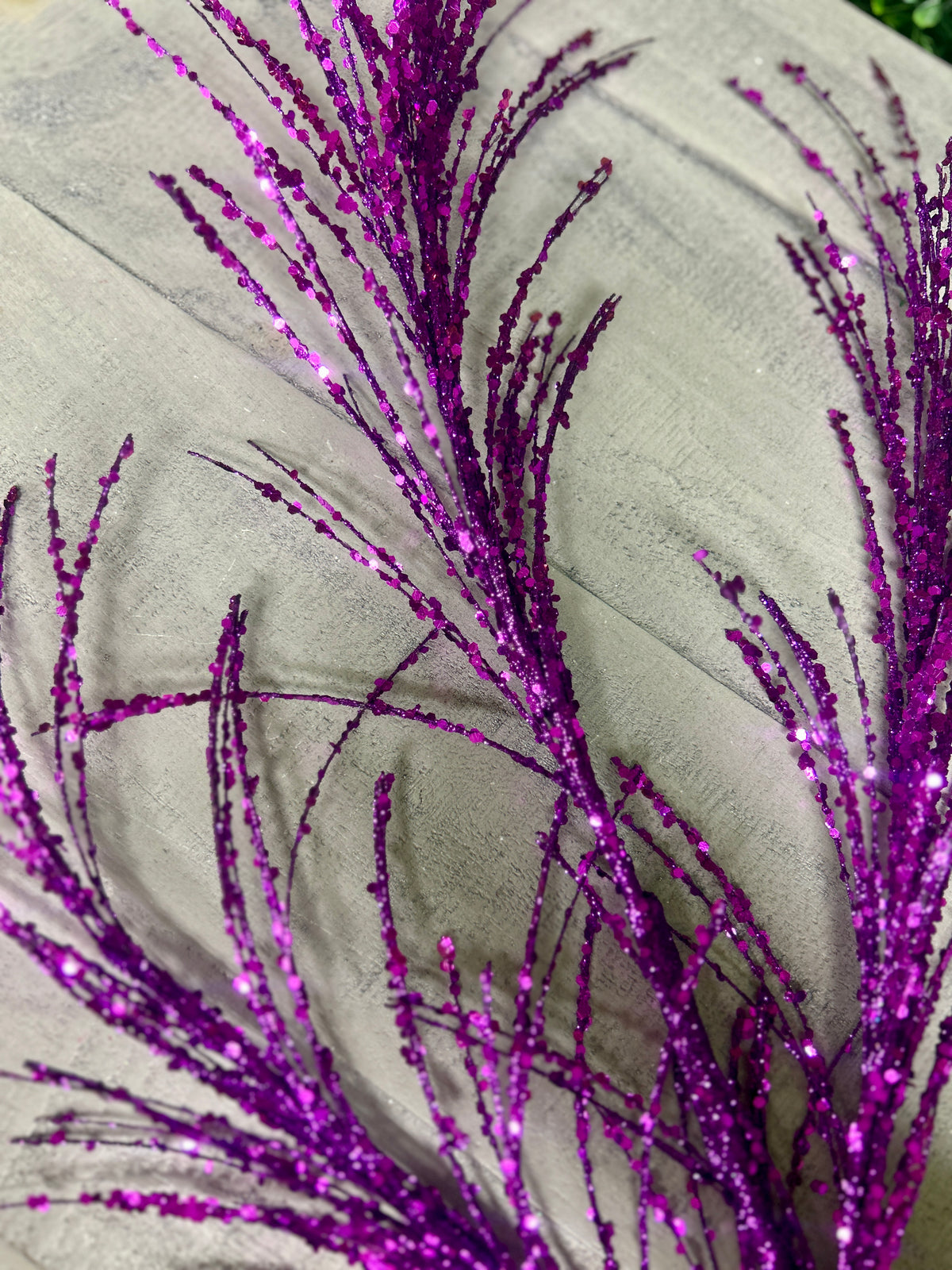 34 Inch Purple Glitter Sequin Pampas Grass Spray