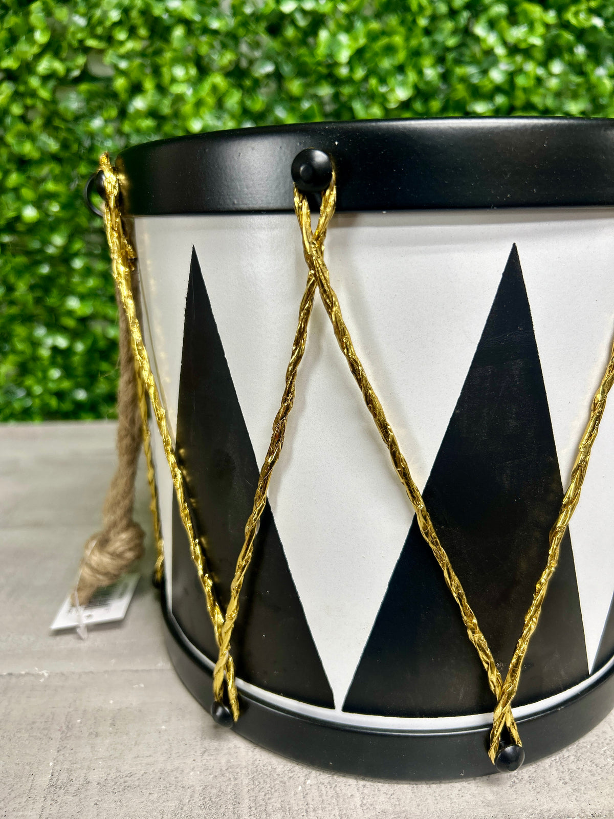 8 Inch Black And White Drum Ornament