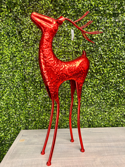 Large Red Metallic Standing Deer Two Assorted