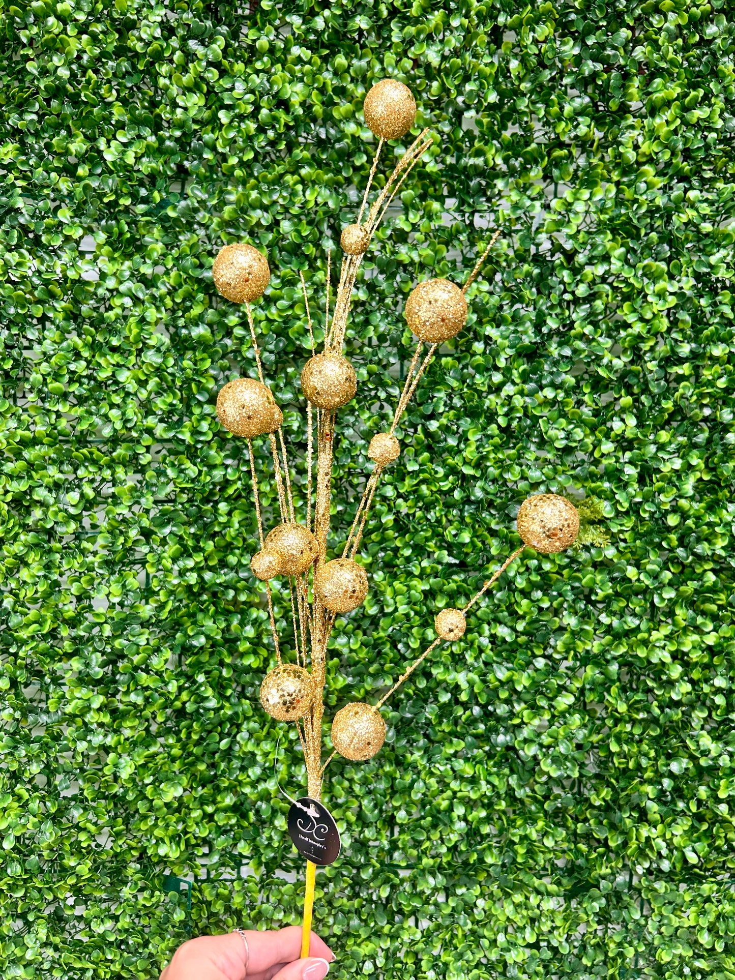 27 Inch Gold Mixed Size Glittered Ball Spray