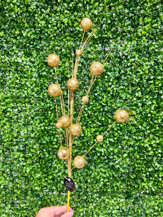 27 Inch Gold Mixed Size Glittered Ball Spray