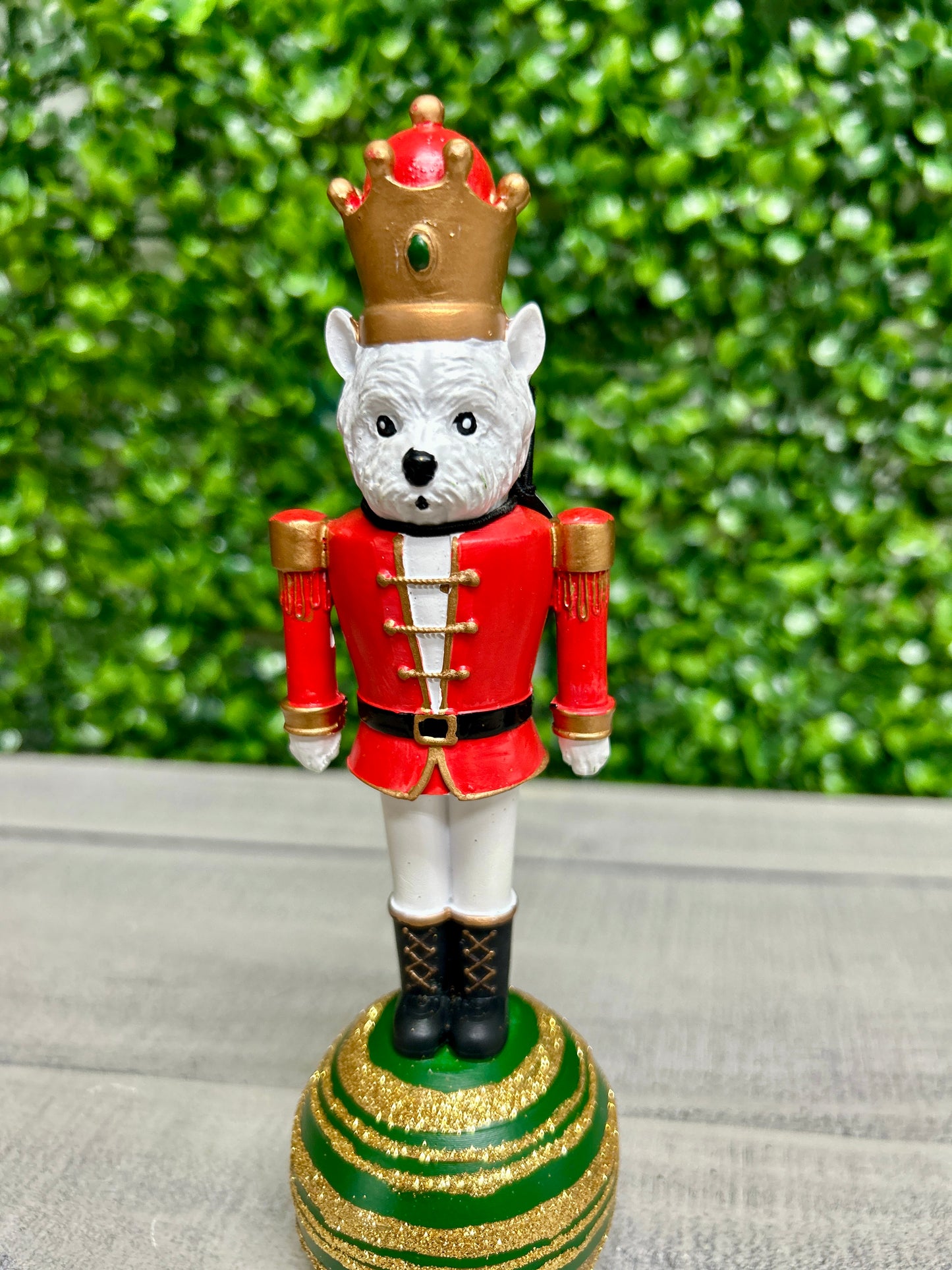 7.5 Inch White Terrier Nutcracker Resin Décor