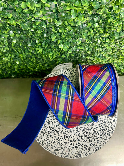 2.5 Inch By 10 Yard Diagonal Traditional Plaid Dupioni Fused Ribbon