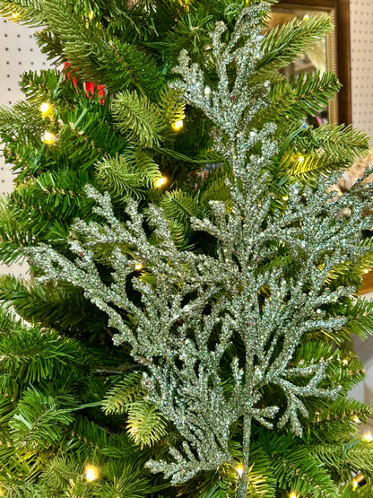 28.5 Inch Sage Glitter Lycopodium Spray