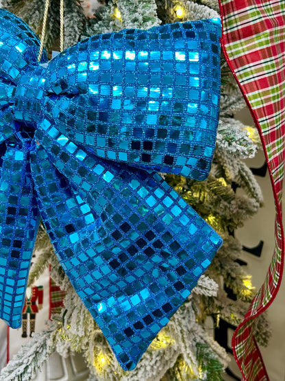 12 Inch Aqua Bow Ornament