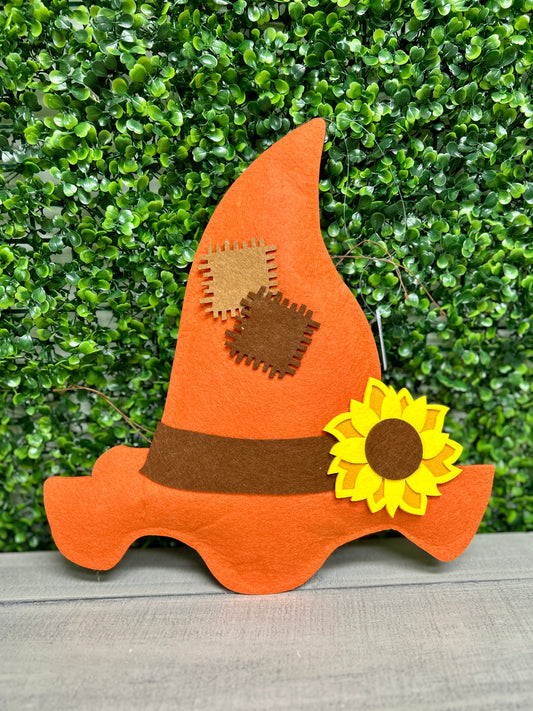 14 Inch Orange Felt Scarecrow Hat Attachment Decor
