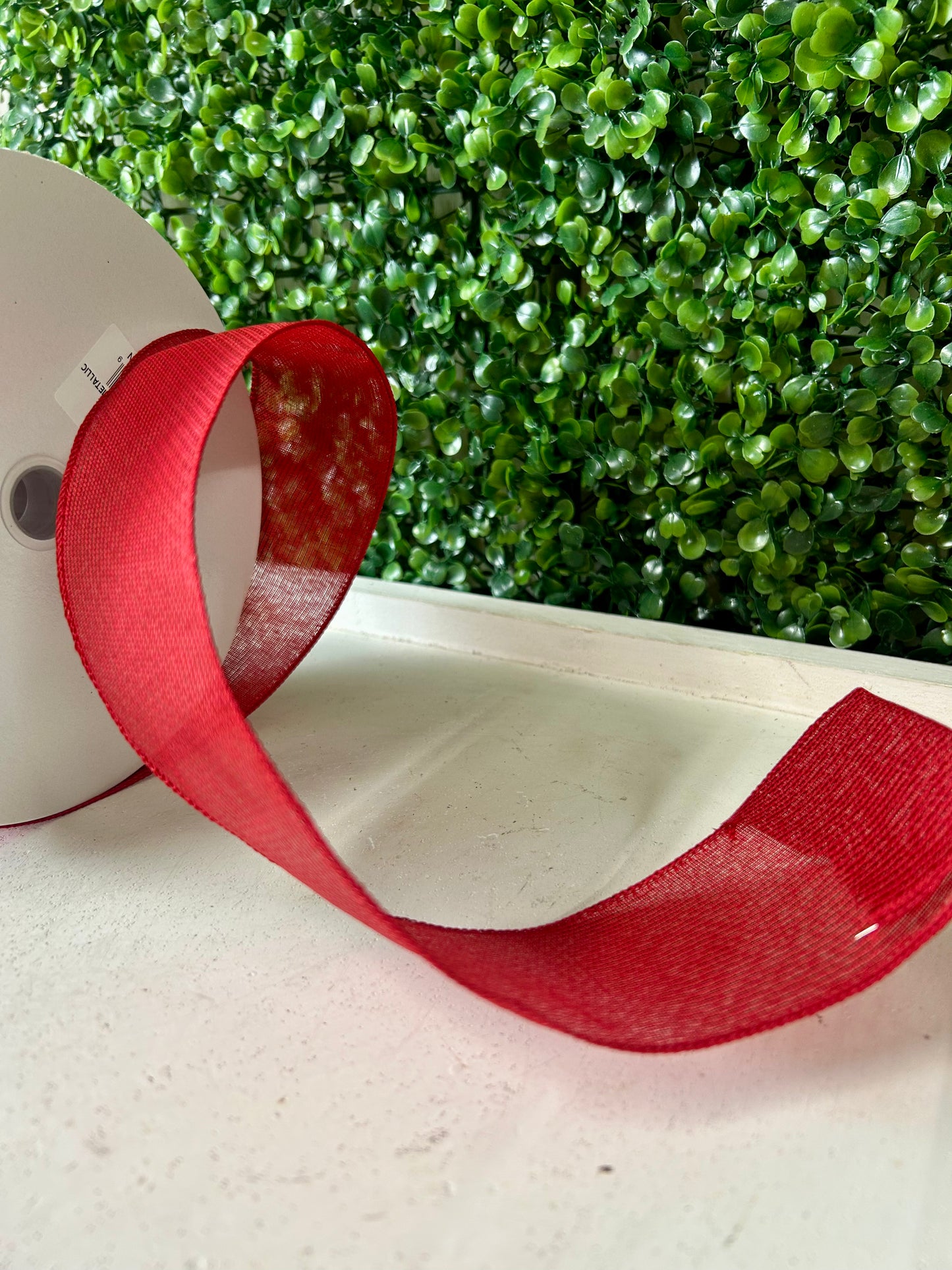 2.5 Inch By 50 Yard Red Woven Metallic Thread Ribbon