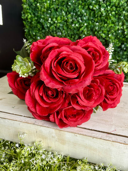 21.5 Inch Red Rose Bush