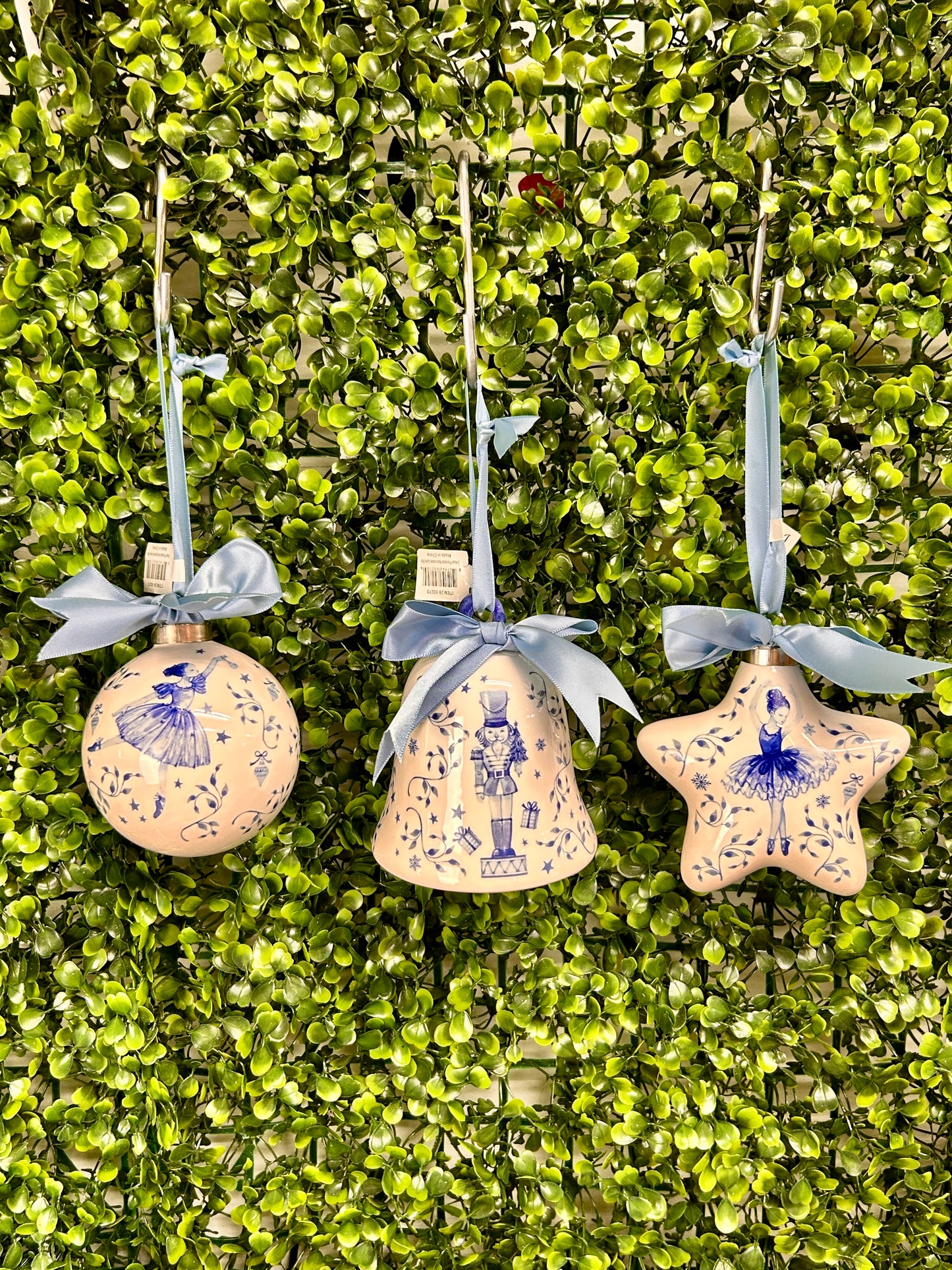 Blue Chinoserie Porcelain Suite Ornaments 3 Assorted