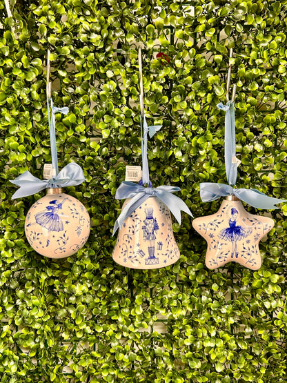 Blue Chinoserie Porcelain Suite Ornaments 3 Assorted