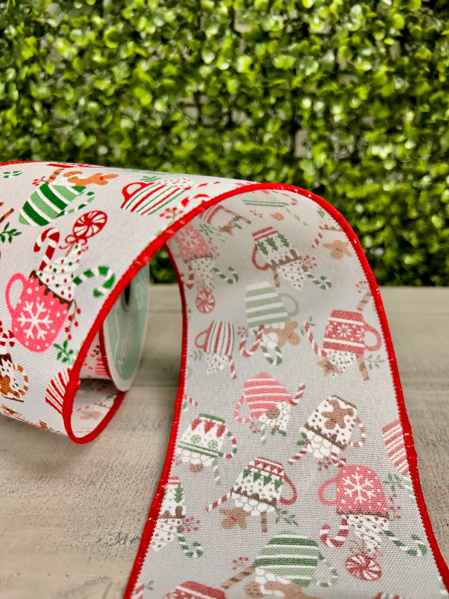4 Inch By 10 Yard Christmas Hot Cocoa Mugs Ribbon