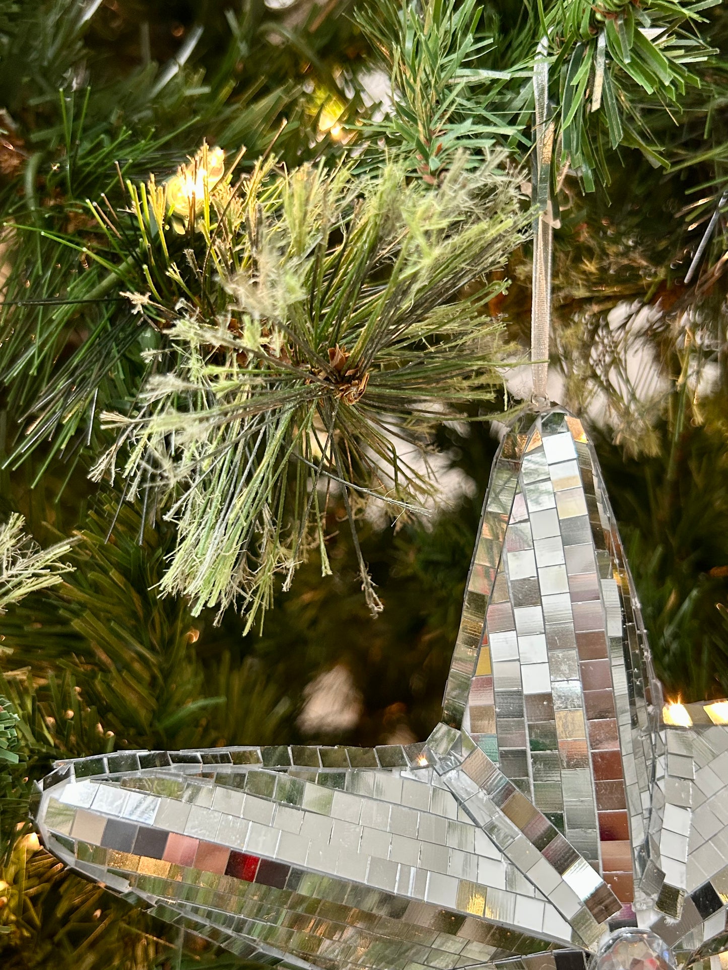 6.5 Inch Shiny Silver Mirror Star Ornament