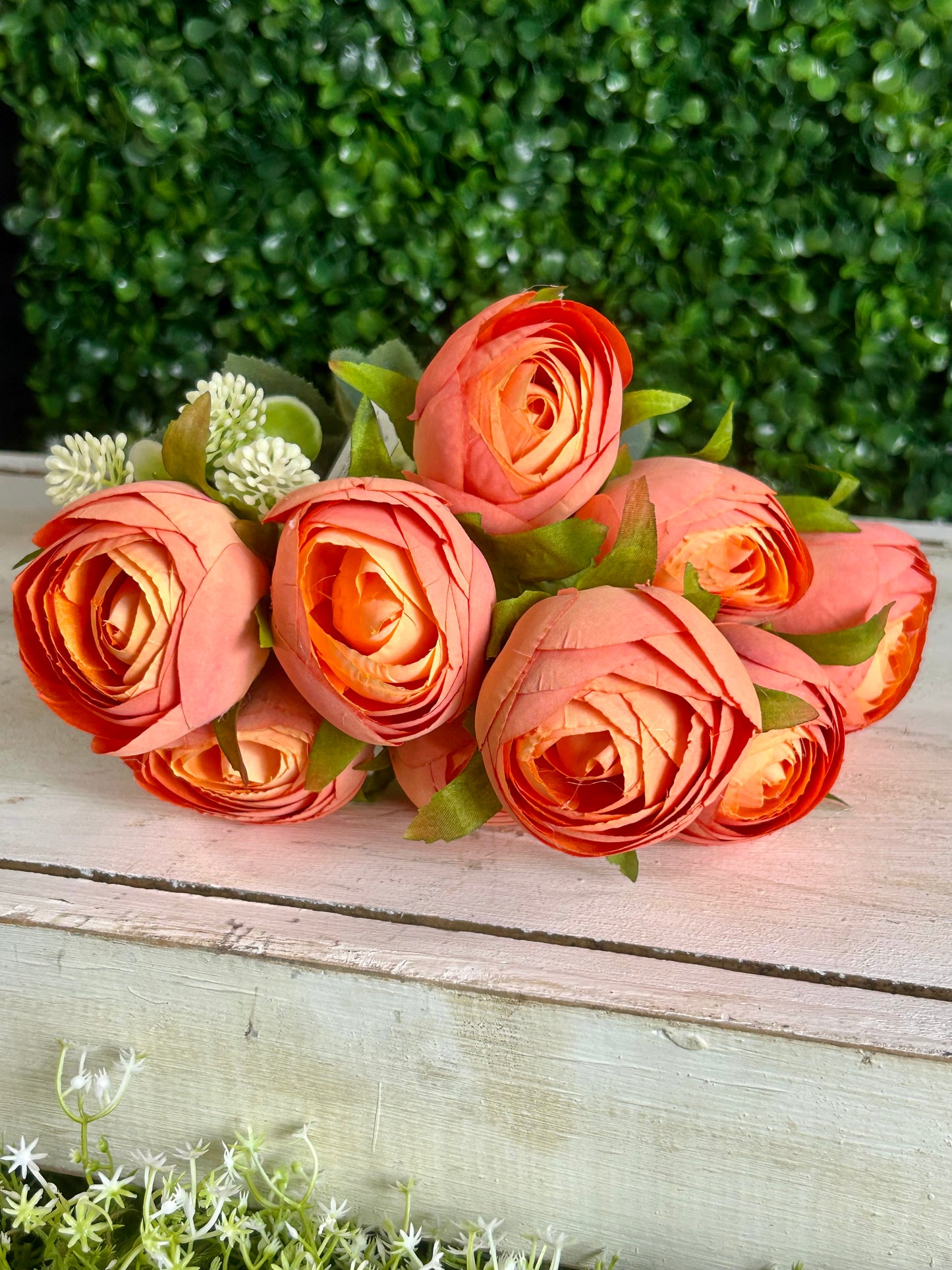 16.5 Inch Orange Ranunculus Bush