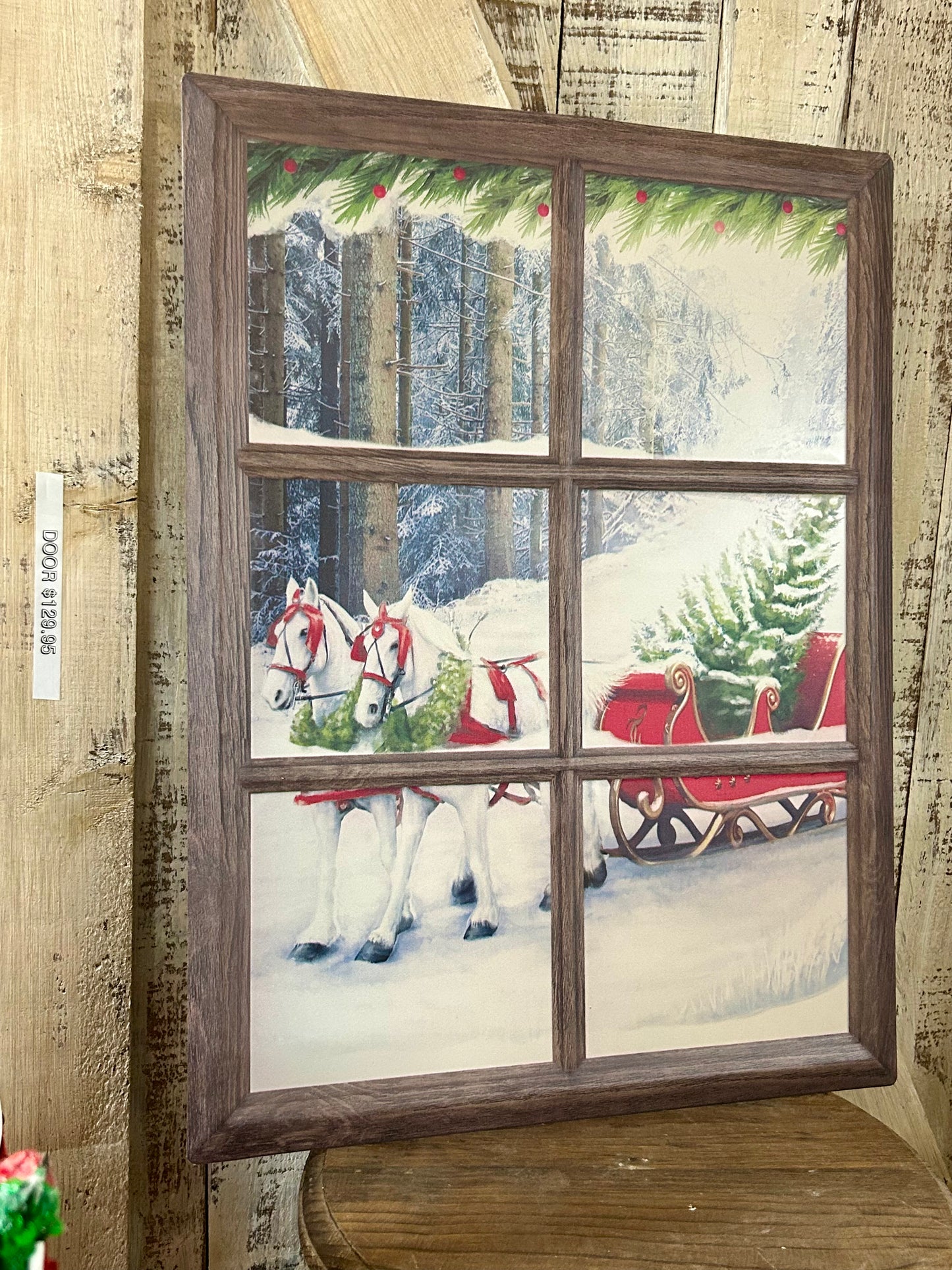 19 Inch Metal  Horses With Sleigh Window Sign