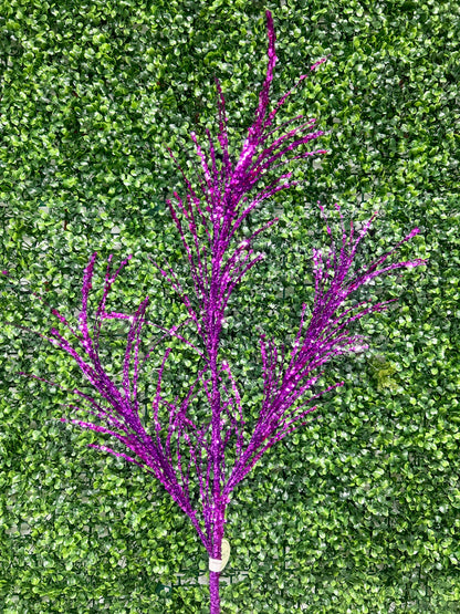 34 Inch Purple Glitter Sequin Pampas Grass Spray