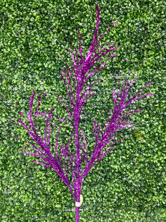 34 Inch Purple Glitter Sequin Pampas Grass Spray