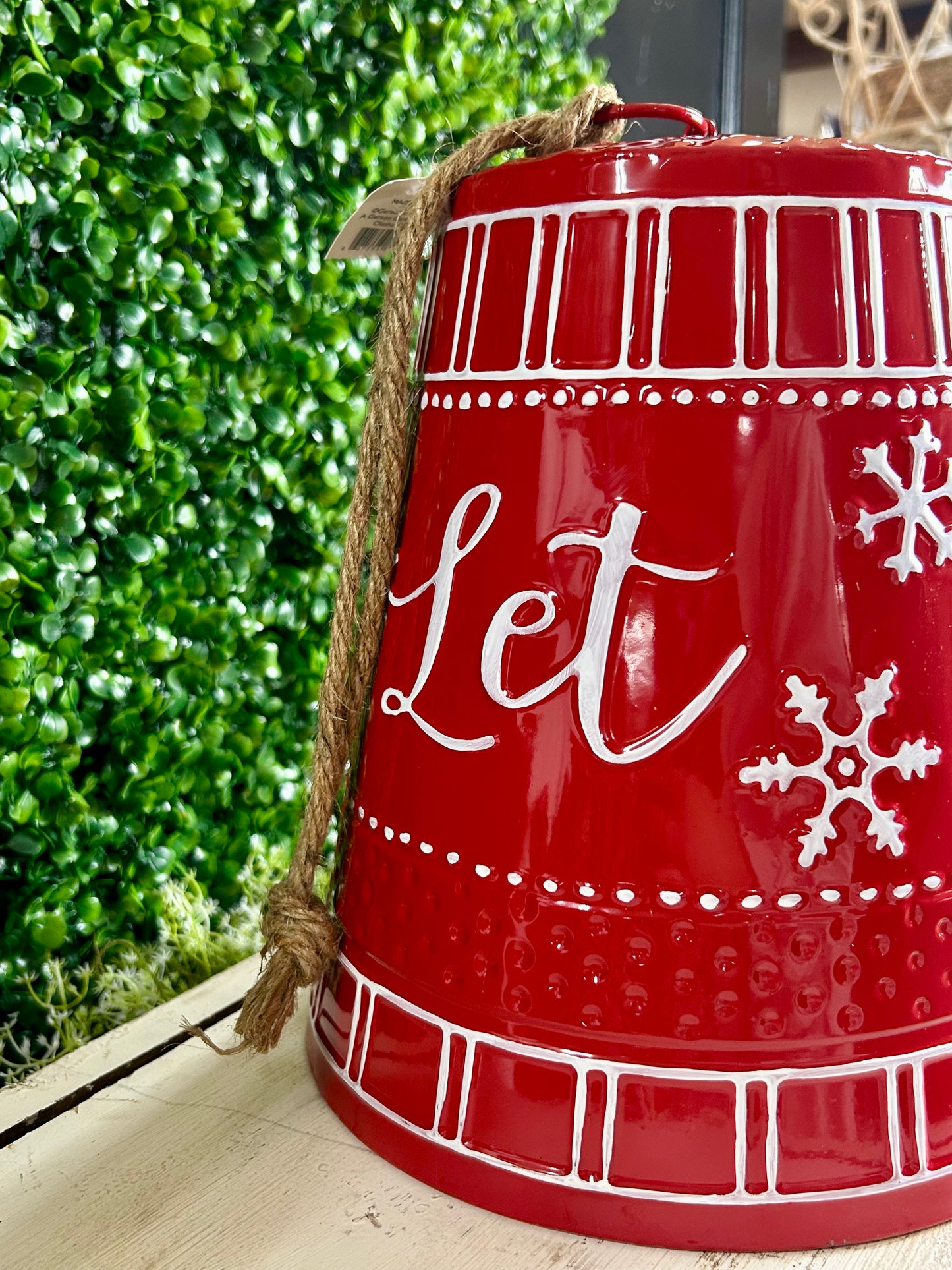 9.75 Inch Red Let It Snow Metal Hanging Bell