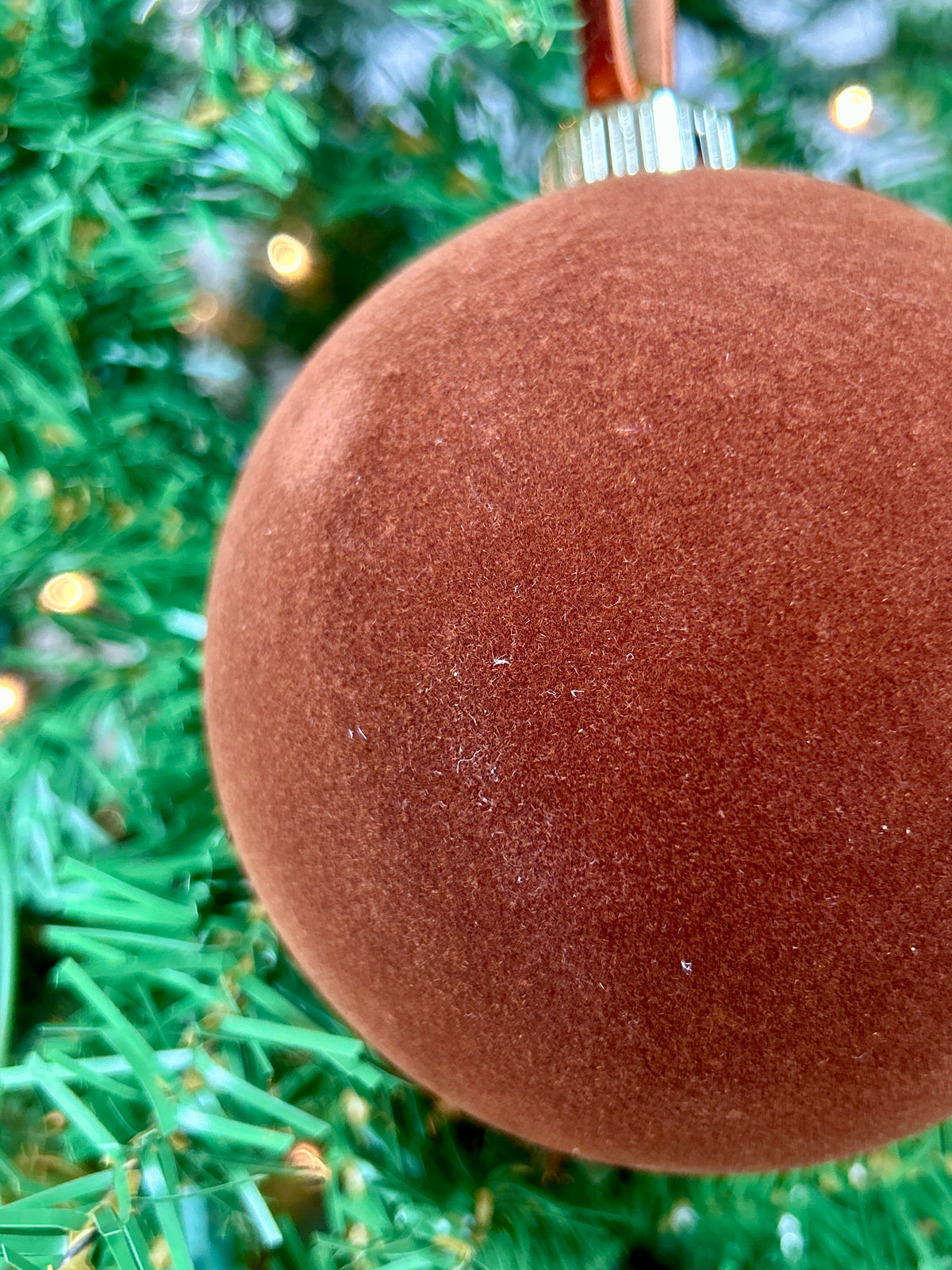 5 Inch Brown Flocked Ornament Ball