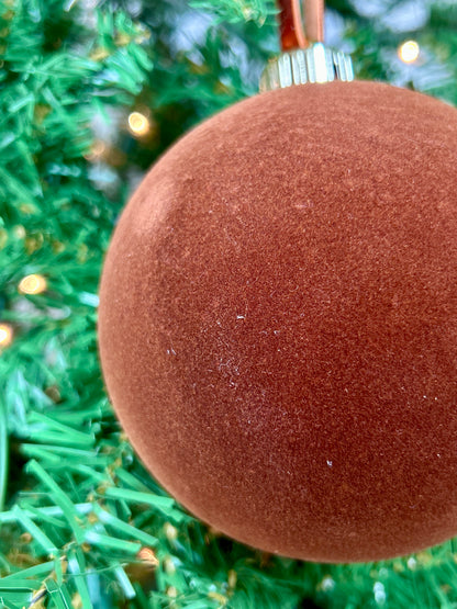 5 Inch Brown Flocked Ornament Ball