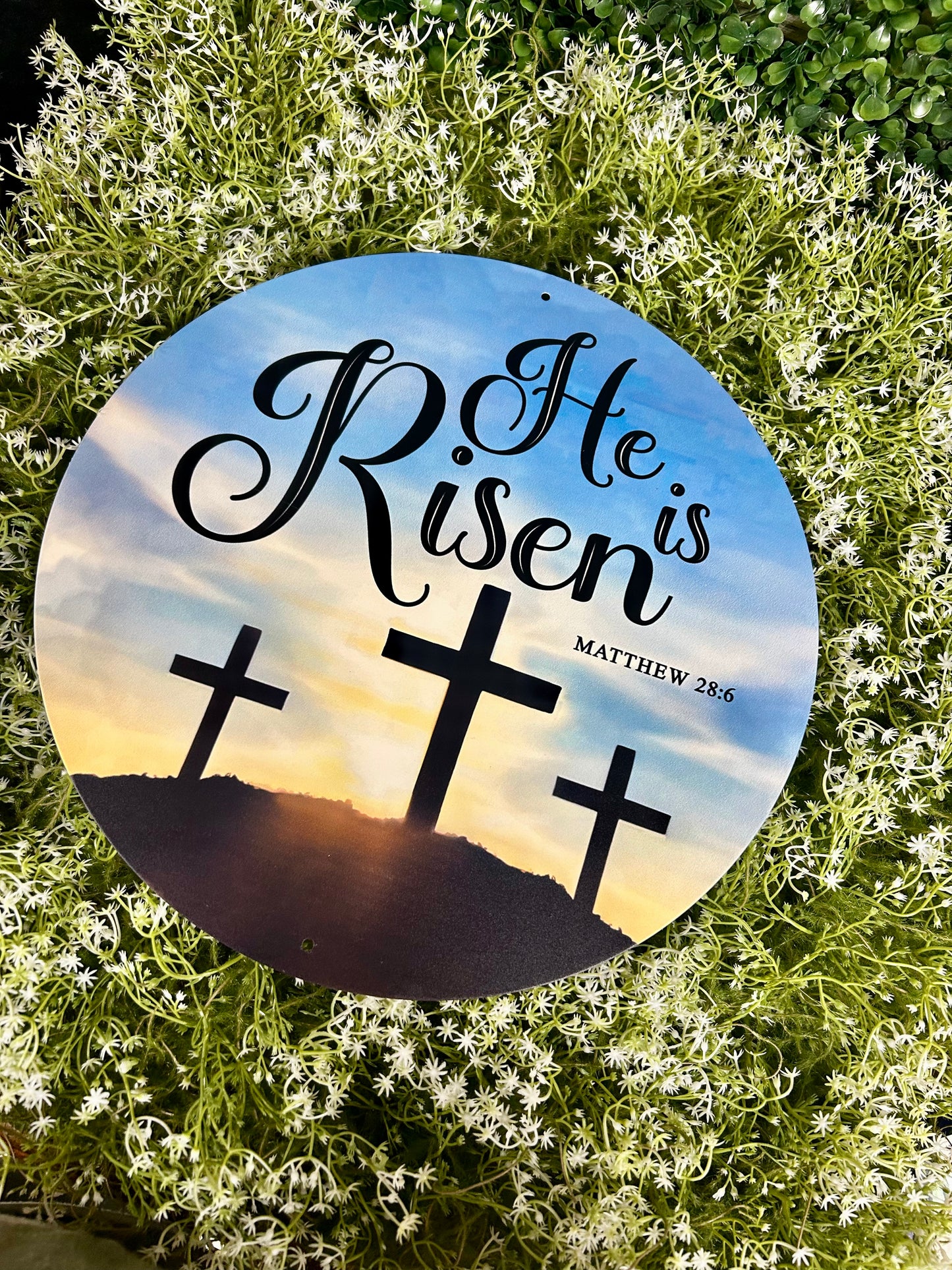 12 Inch Metal He Is Risen Sign
