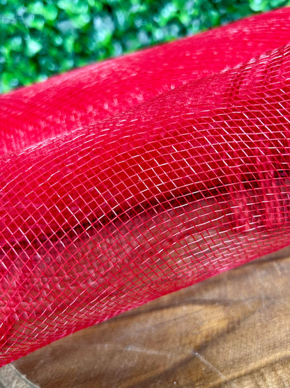 10.5 Inch By 10 Yard Red Faux Jute Border Stripe Mesh