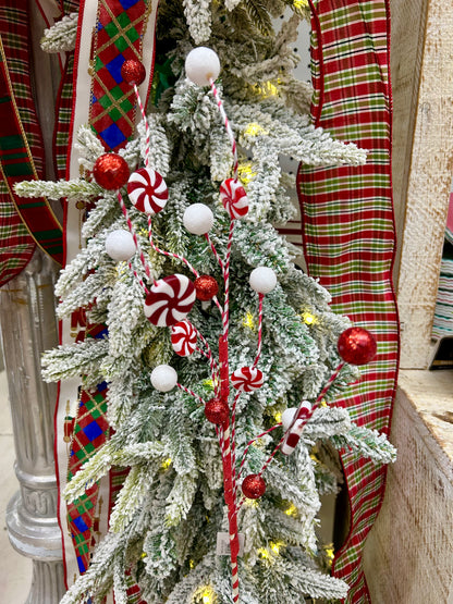 29 Inch Red And White Curly Peppermint Spray