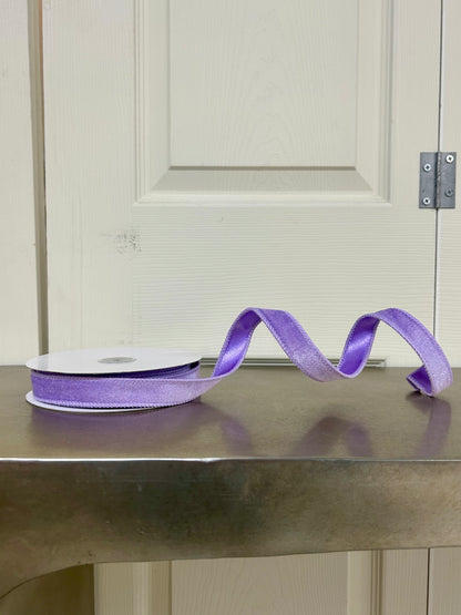 7/8 Inch By 10 Yard Lavender Deluxe Velvet With Satin Backing Ribbon