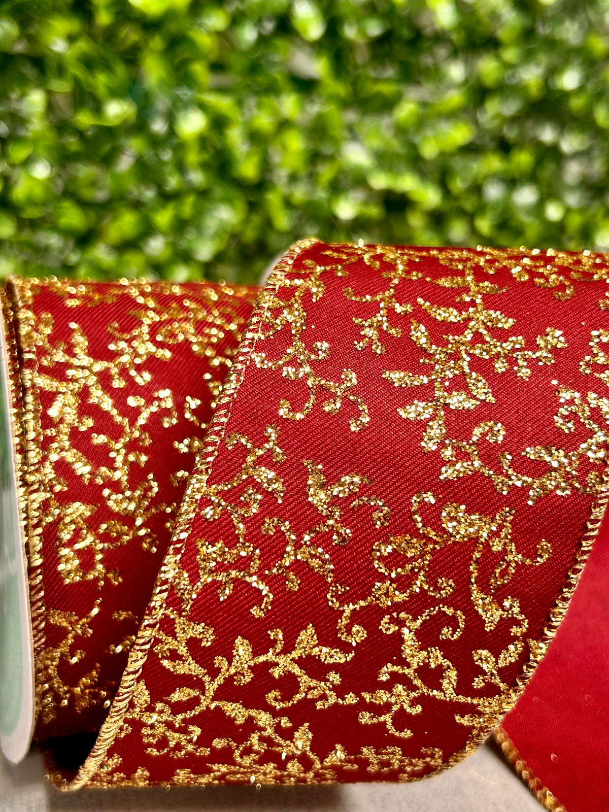 2.5 Inch By 10 Yard Wine And Gold Ribbon