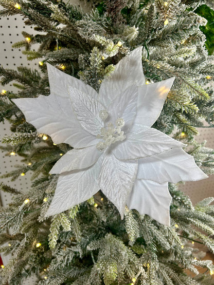 22 Inch White Velvet Poinsettia