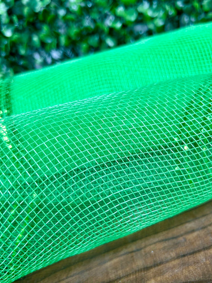 10.25 Inch By 10 Yard Lime Green Tinsel And Foil Wide Border Mesh