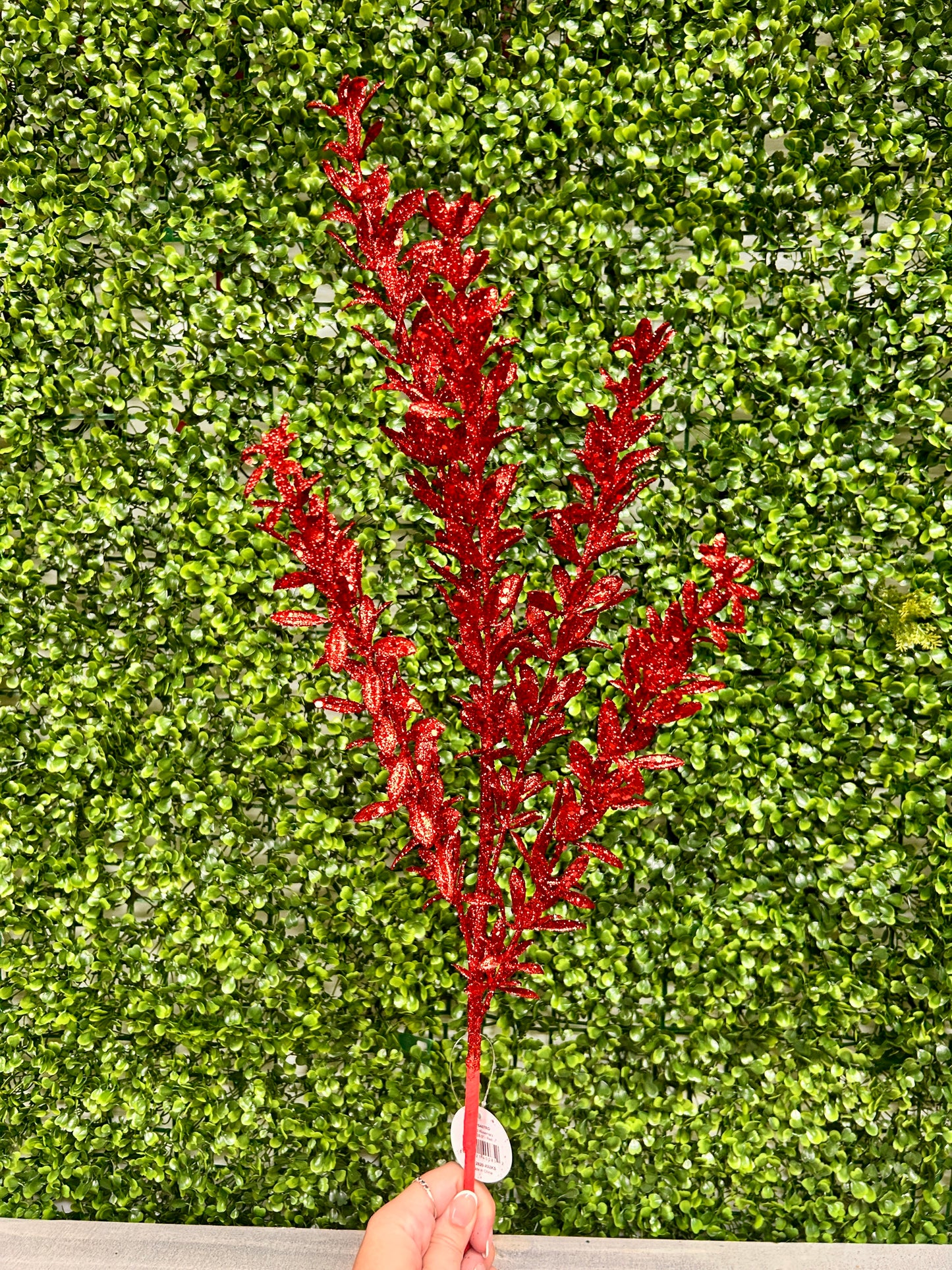 28.5 Inch Red Glittered Rosemary Spray