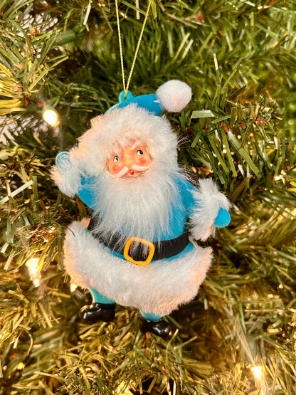 5.5 Inch Blue Old Fashioned Santa Ornament