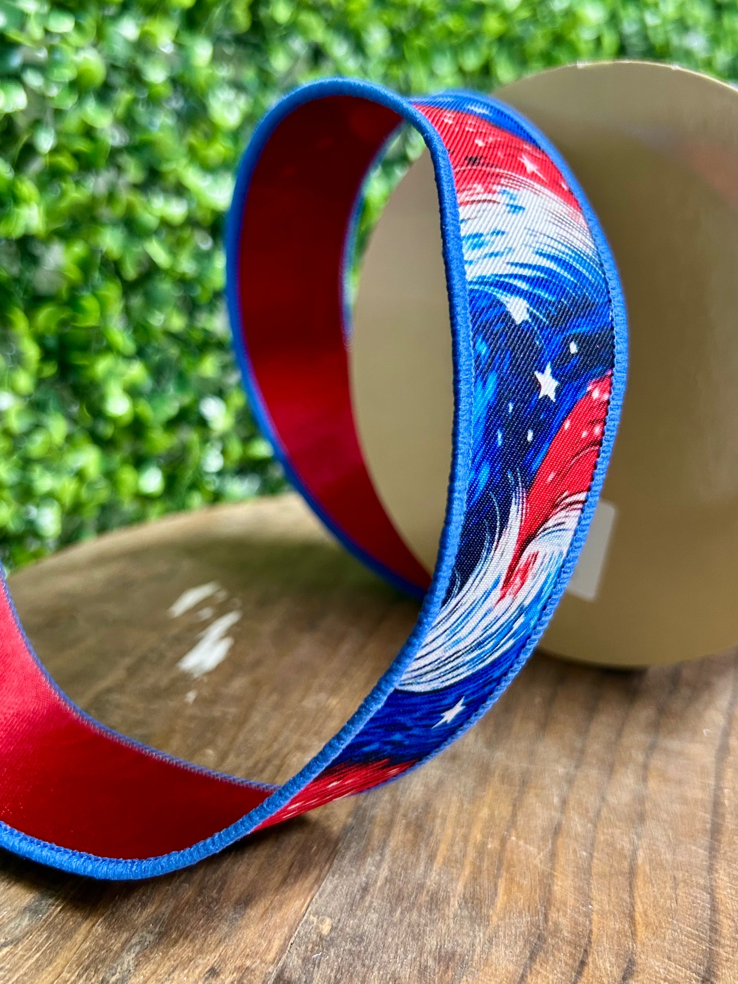 1.5 Inch By 10 Yard Patriotic Cosmic Stars Fused Ribbon
