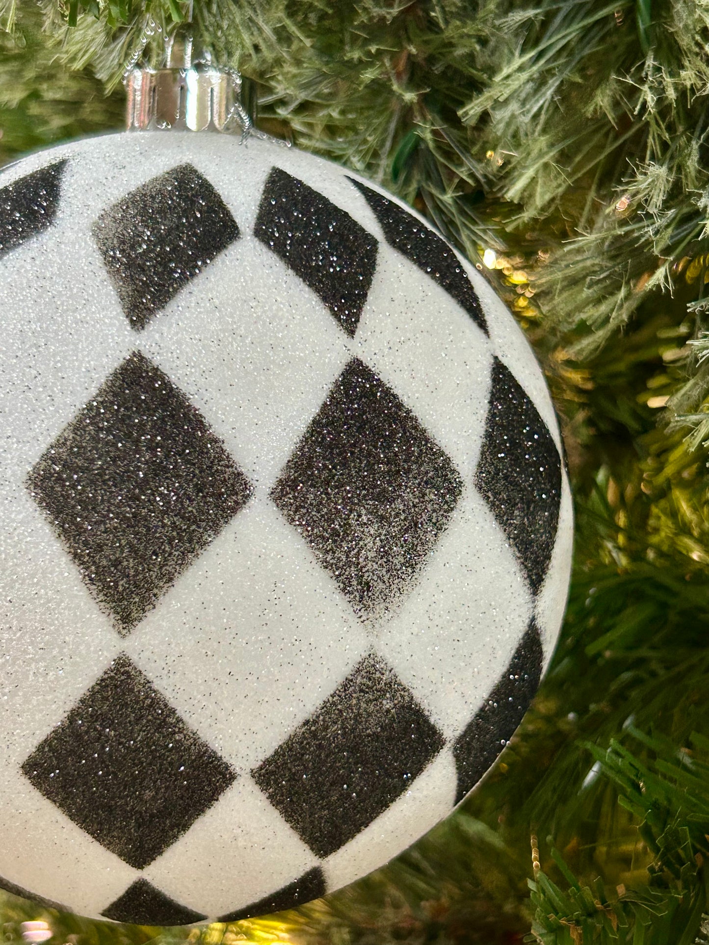 6 Inch Black And White Ball Ornament