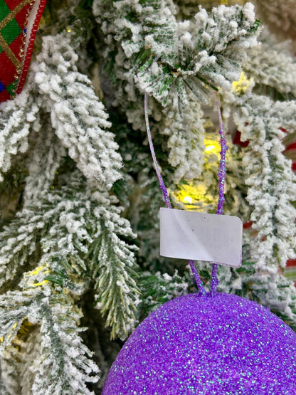 5 Inch Lavender Glitter Gumdrop Ornament