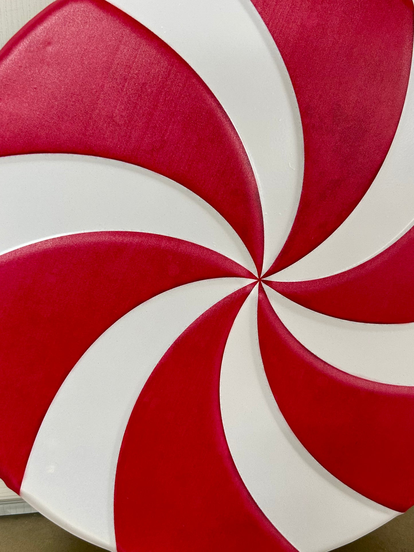 12 Inch Red And White Metal Embossed Peppermint Sign