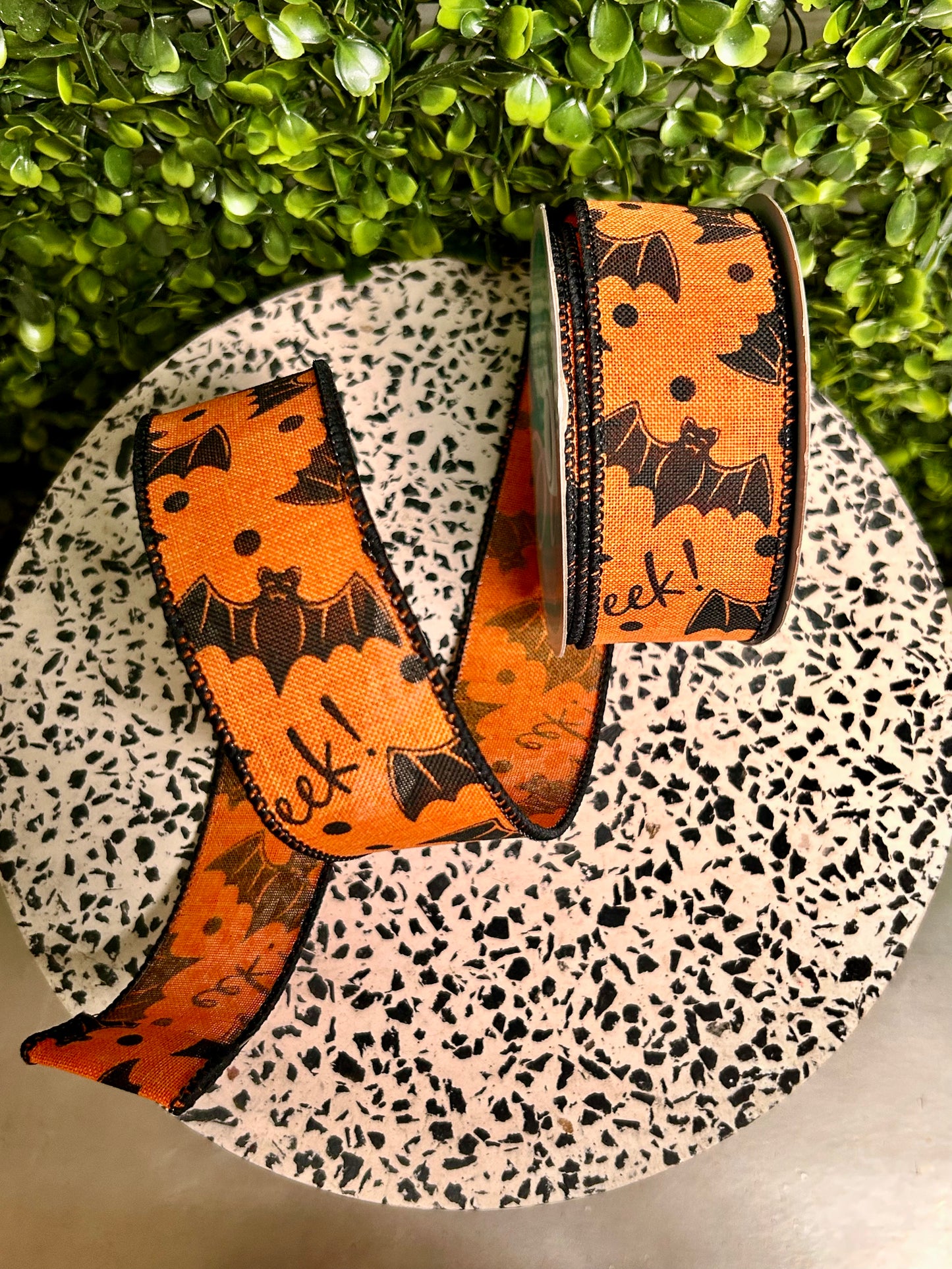 1.5 Inch By 10 Yard Bats On Orange Royal Ribbon