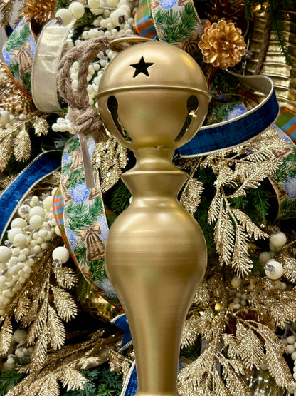 23 Inch Metal Gold And White Bell Top Finial Ornament Two Styles