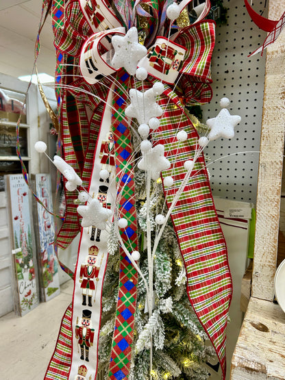 34 Inch White Glitter Star Berry Pine Spray