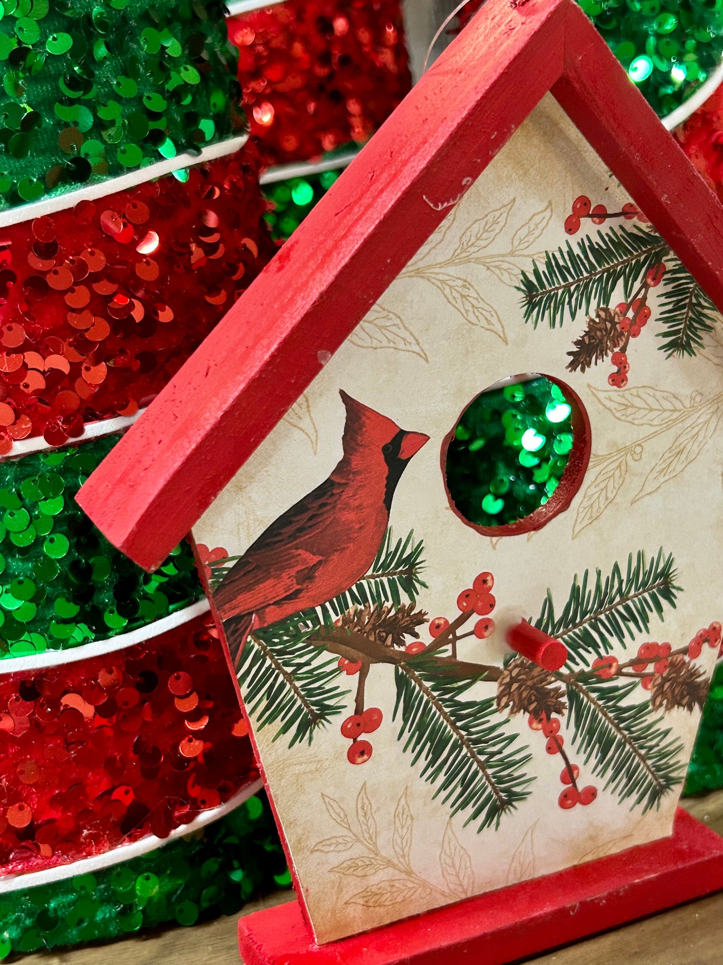 8 Inch Cardinal Birdhouse Decor Two Styles